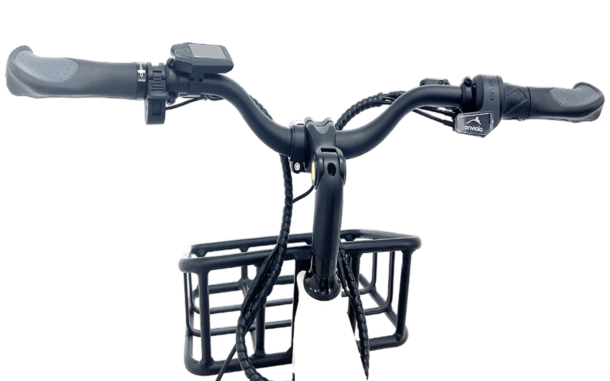 zen photon starlight white ebike front rack and  and throttle